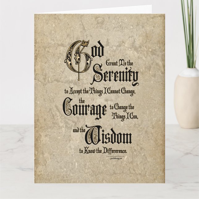 Carte Prière de sérénité : Calligraphie, Antiquité, Récu (Devant)
