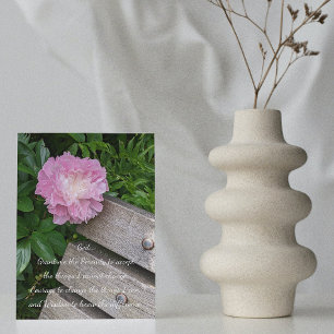 Carte Prière de sérénité rose pivoine florale vierge