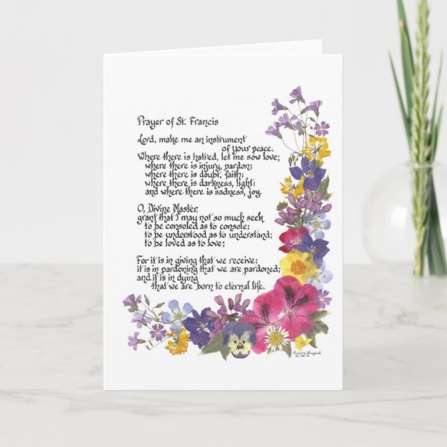 Carte Prière de St Francis (Devant)