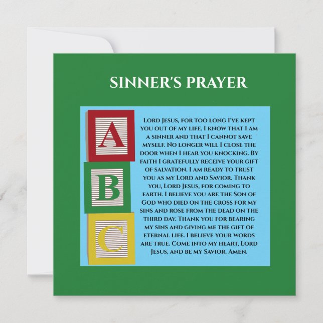 CARTE PRIÈRE DES SINNERS (Devant)