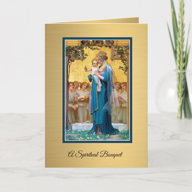 Carte Prière du Bouquet spirituel catholique Marie et Jé (Devant)