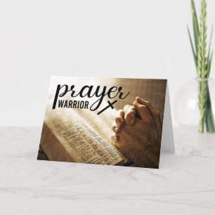 Carte PRIÈRE GUERRIER prier mains Bible Croix chrétienne