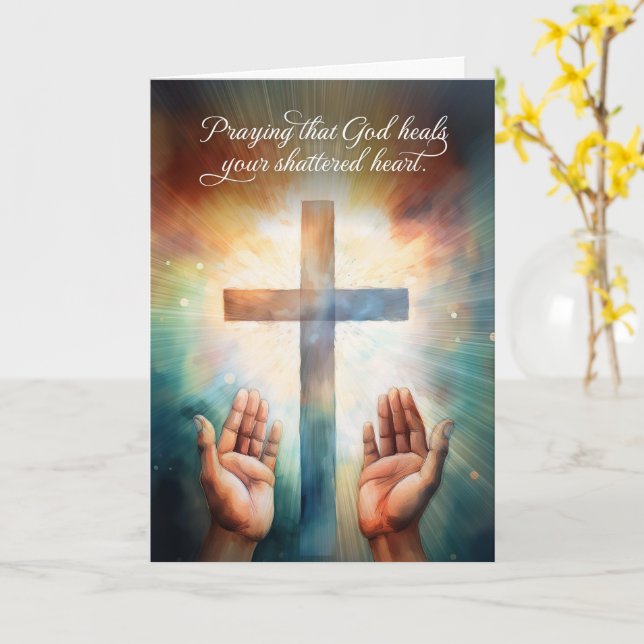 Carte Prière pour un coeur brisé Ouvert les mains à Dieu (Fleur jaune)