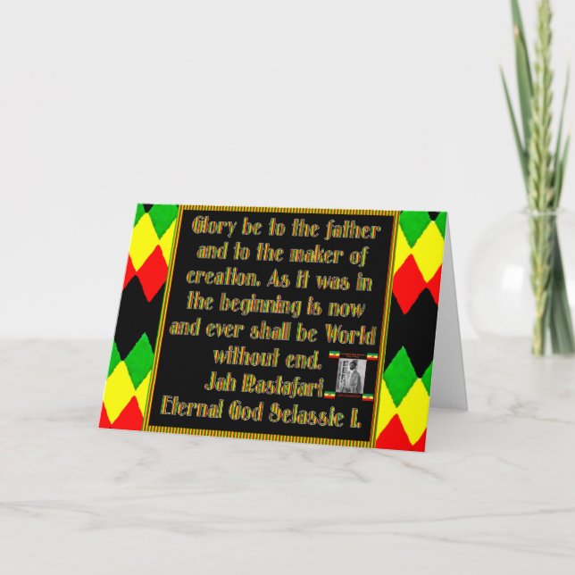 Carte Prière Rasta récitée avant la cérémonie de tabagis (Devant)