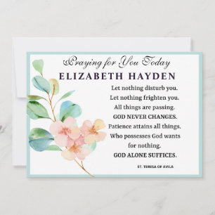 Carte Prière religieuse florale de Saint-Teresa