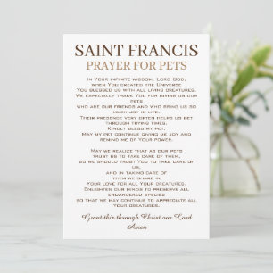 Carte Prière Saint François pour animaux de compagnie Ca