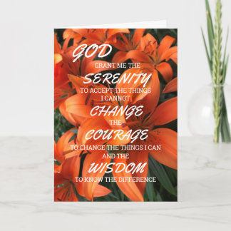 Carte Prière Serenity Orange Floral Photo