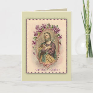 Carte Prière vintage St Joseph Floral Memorare