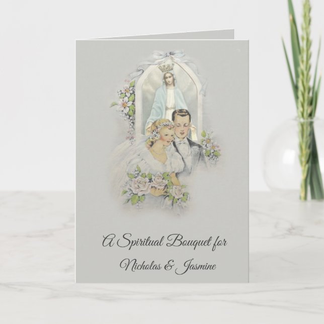 Carte Prières de bouquet spirituel de mariée et de marié (Devant)