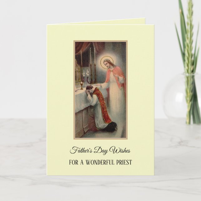 Carte Priest Pastor Fête des pères Salutation (Devant)