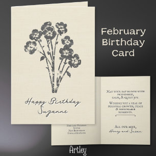 Carte Primrose étamée Février Linge de Fleur de Naissanc