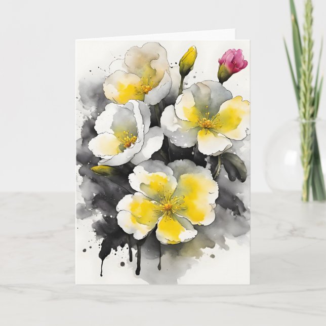 Carte Primrose - Watercolor flowers (Devant)