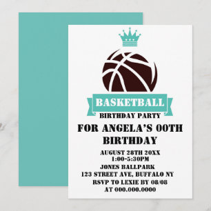 Carte Princess Turquoise Basketball Anniversaire Invitat