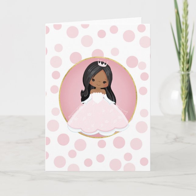 Carte Princesse afro-américaine rose (Devant)