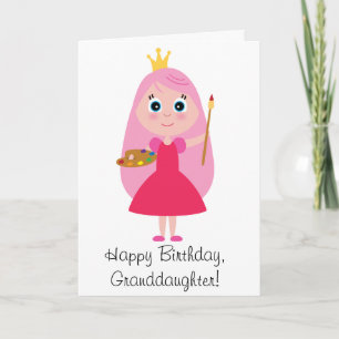 Carte Princesse Artist Granddaughter d'anniversaire