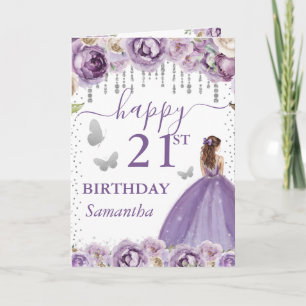 Carte Princesse aux Cheveux Rouges Robe Violette Anniver