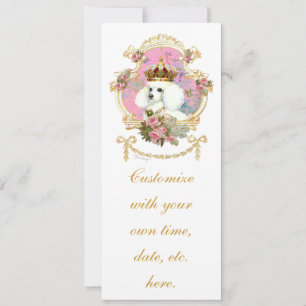 Carte Princesse Caniche Blanche et Roses Roses
