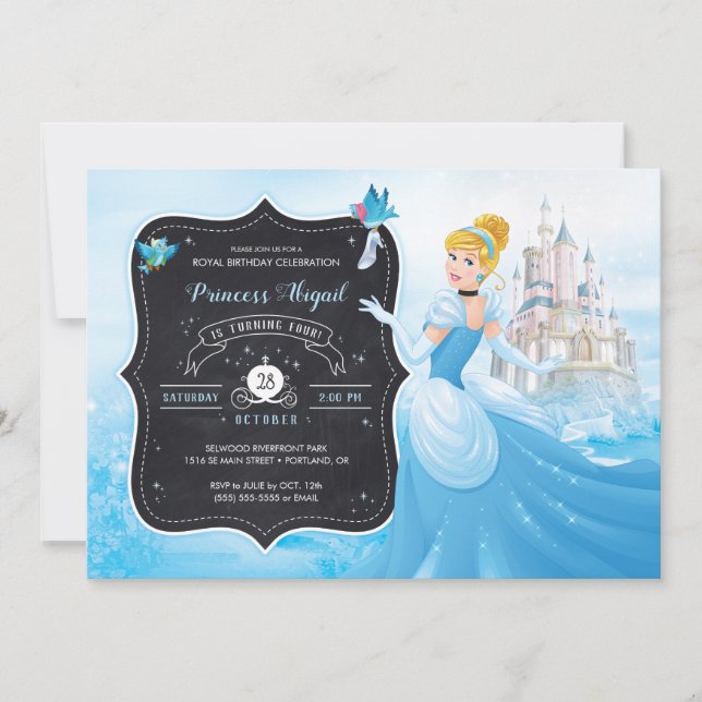 Carte Princesse Cendrillon | Chalkboard Anniversaire (Devant)