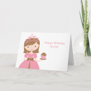 Carte Princesse Cupcake Rose Anniversaire