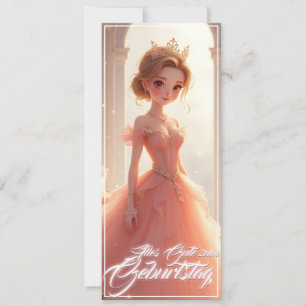 Carte Princesse d'anniversaire en robe de rêve rose