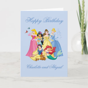 Carte Princesse Disney   Jumeaux Joyeux anniversaire