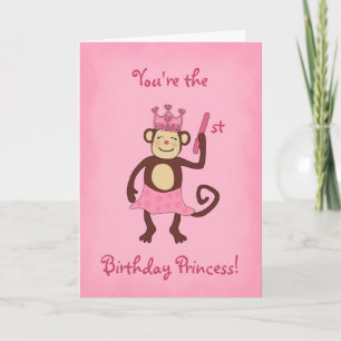 Carte Princesse ęr anniversaire de singe