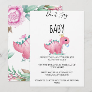 Carte Princesse Pink Dinosaur Peony Ne pas dire bébé