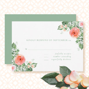 Carte Printemps coloré Été Floral Coral Mariage RSVP