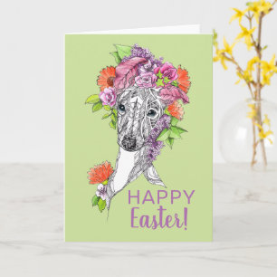 Carte Printemps de Pâques Italie greyhhet Whippet Art Fl