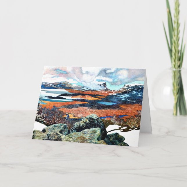 Carte Printemps en Laponie, peinture d'art (Devant)