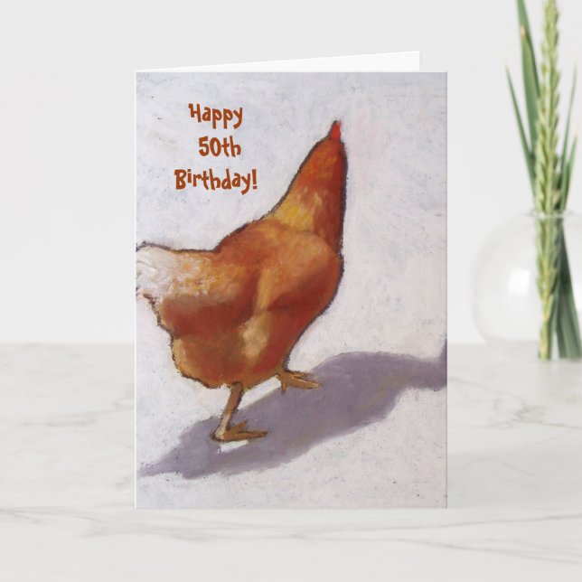 Carte PRINTEMPS POULET : Joyeux 50e anniversaire! (Devant)