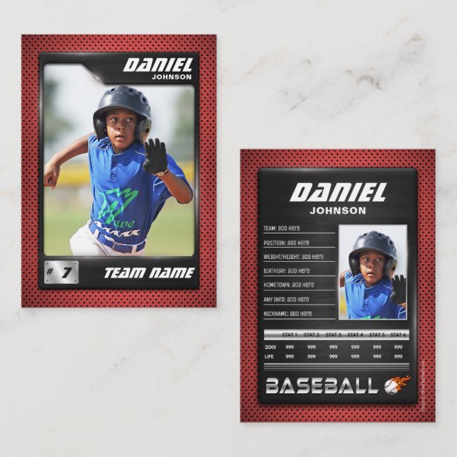 Carte PRO Baseball avec carte de commerce Stats Pl (Devant / Derrière)