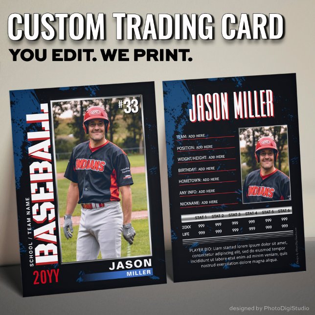 Carte PRO Baseball avec carte de commerce Stats Pl (Custom Baseball Trading Card PRO Player Stats Card)
