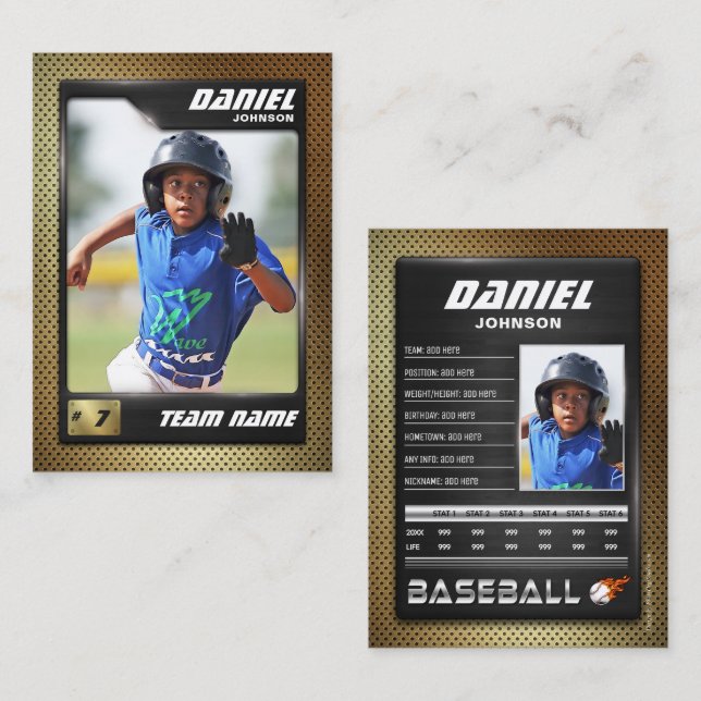 Carte PRO Baseball avec carte de commerce Stats Pl (Devant / Derrière)