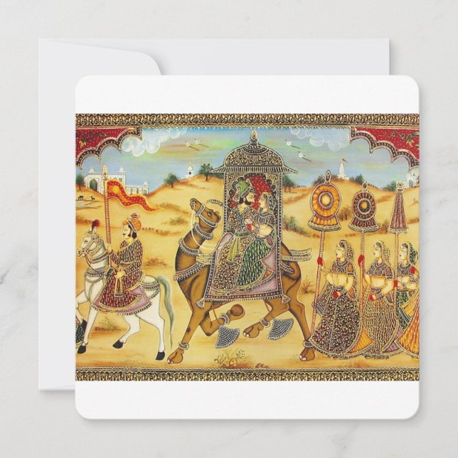 Carte Procession mariage indienne à dos de chameau (Devant)