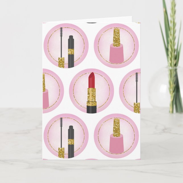 Carte Produits cosmétiques de maquillage rose Cosmétolog (Devant)