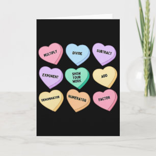 Carte Prof de maths bonbons coeurs Saint Valentin Algèbr