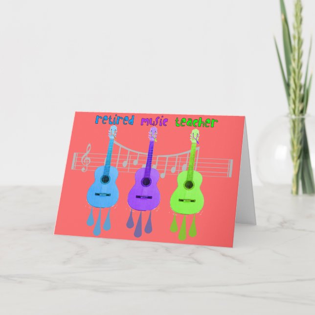 Carte Professeur de musique à la retraite 3 Guitares Des (Devant)