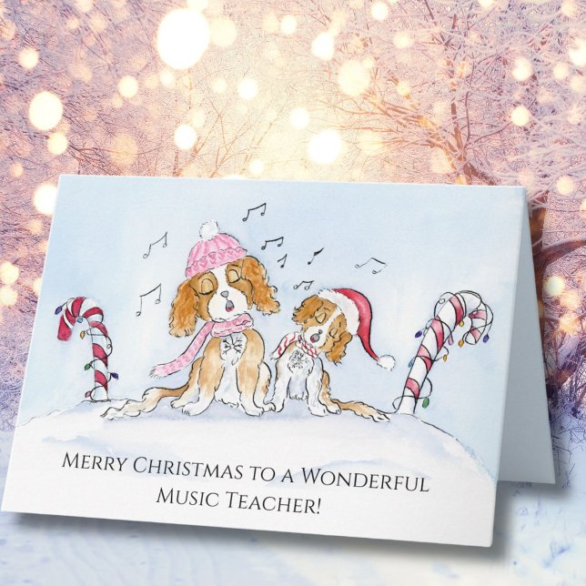 Carte Professeur de musique Joyeux Noël CKCS Chiens (Créateur téléchargé)