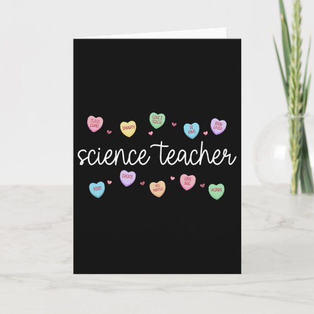 Carte Professeur de science de bonbons en forme de coeur (Devant)