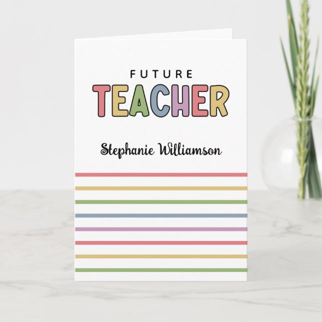 Carte Professeur Futur Personnalisé Coloré Cute (Devant)