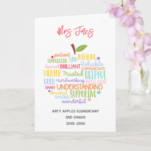Carte professeur merci mot de retraite art apple