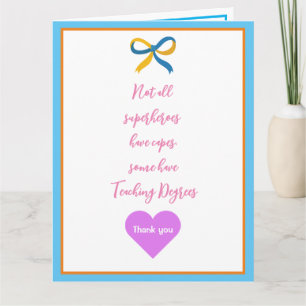 Carte Professeur Super Héros Merci