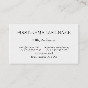 Carte professionnelle de base de profil