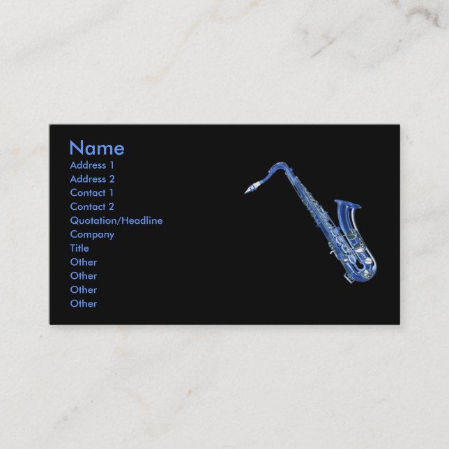 Carte profil bleu saxophone (Devant)