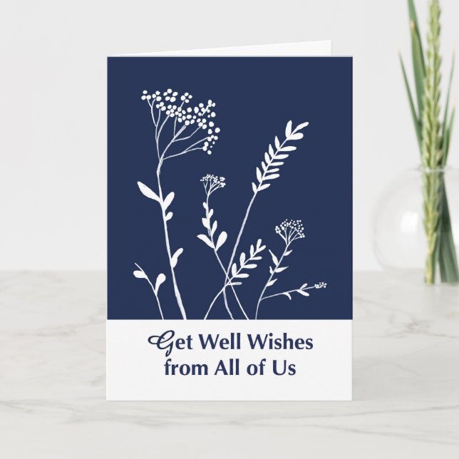 Carte Profitez de Plantes blancs du groupe sur Navy Blue (Devant)