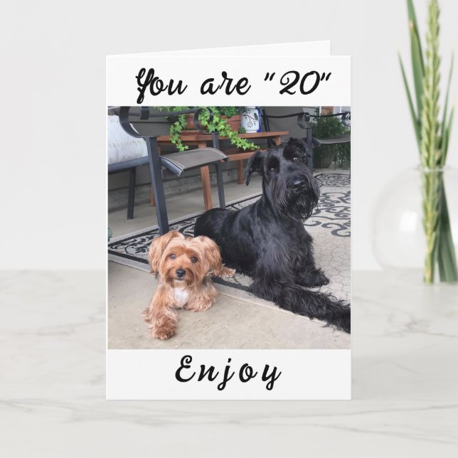 Carte **PROFITEZ DE VOTRE **20e** ANNIVERSAIRE! ! !** Ca (Devant)