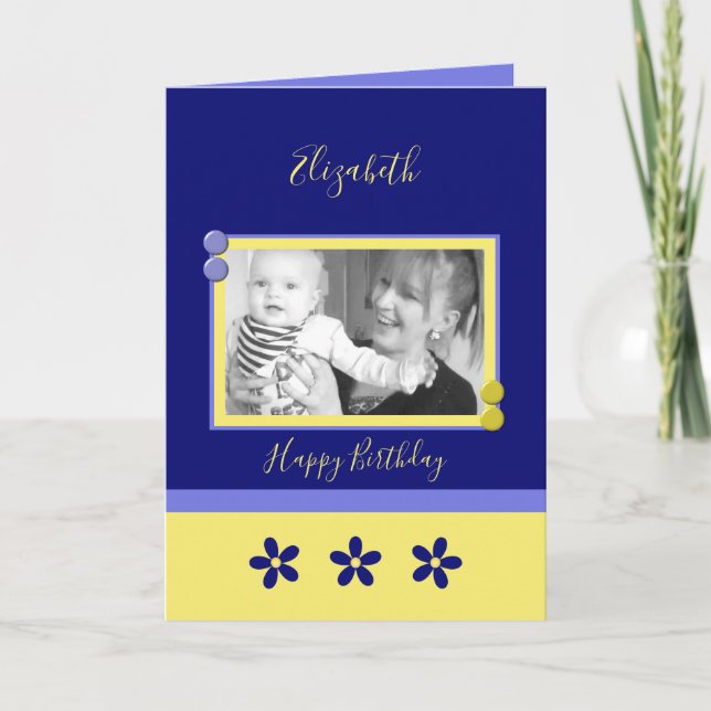 Carte Profitez de votre anniversaire de jour bleu et jau (Devant)