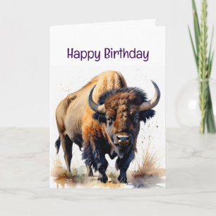 Carte Profitez de votre bison d'anniversaire Buffalo ani