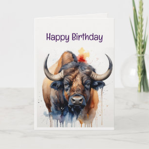 Carte Profitez de votre bison d'eau d'anniversaire anima